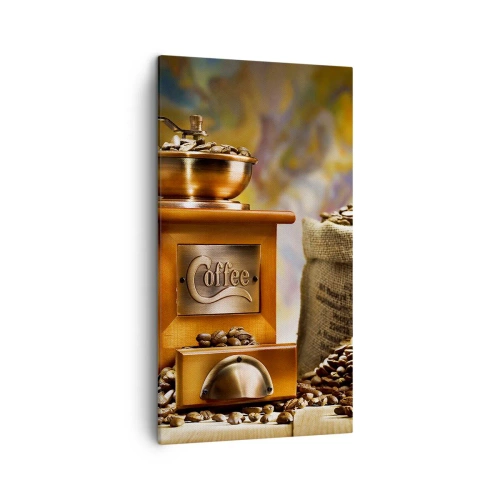 Schilderen op canvas - Het knarsen van granen, het geratel van een grinder - 45x80 cm