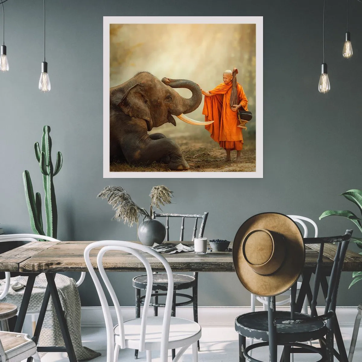 Poster - Ontmoeting tijdens een reis - 40x40 cm