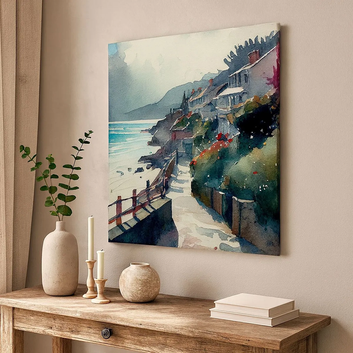 Schilderen op canvas - Mediterrane stad - 30x30 cm