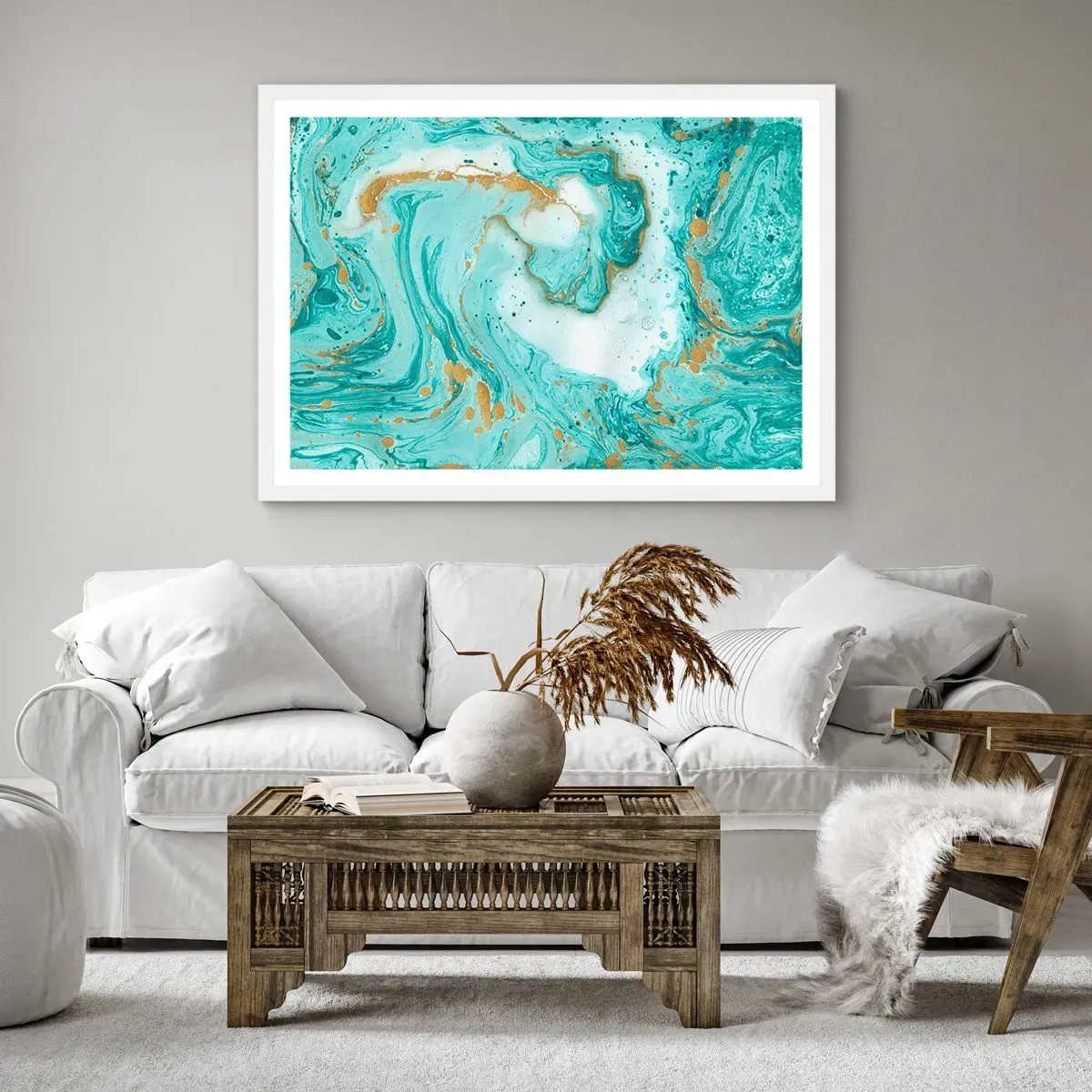 Poster in een witte lijst - Onder de grote golf van het Edo-tijdperk - 40x30 cm