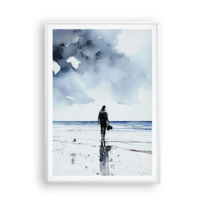 Poster in een witte lijst - Gesprek met de zee - 70x100 cm