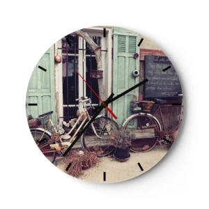 Wandklok - Klok - Retrofietsen voor groene luiken - 30x30cm - Lang leve de provincie - Moderne wanddecoratie voor woonkamer, keuken en slaapkamer ARTTOR