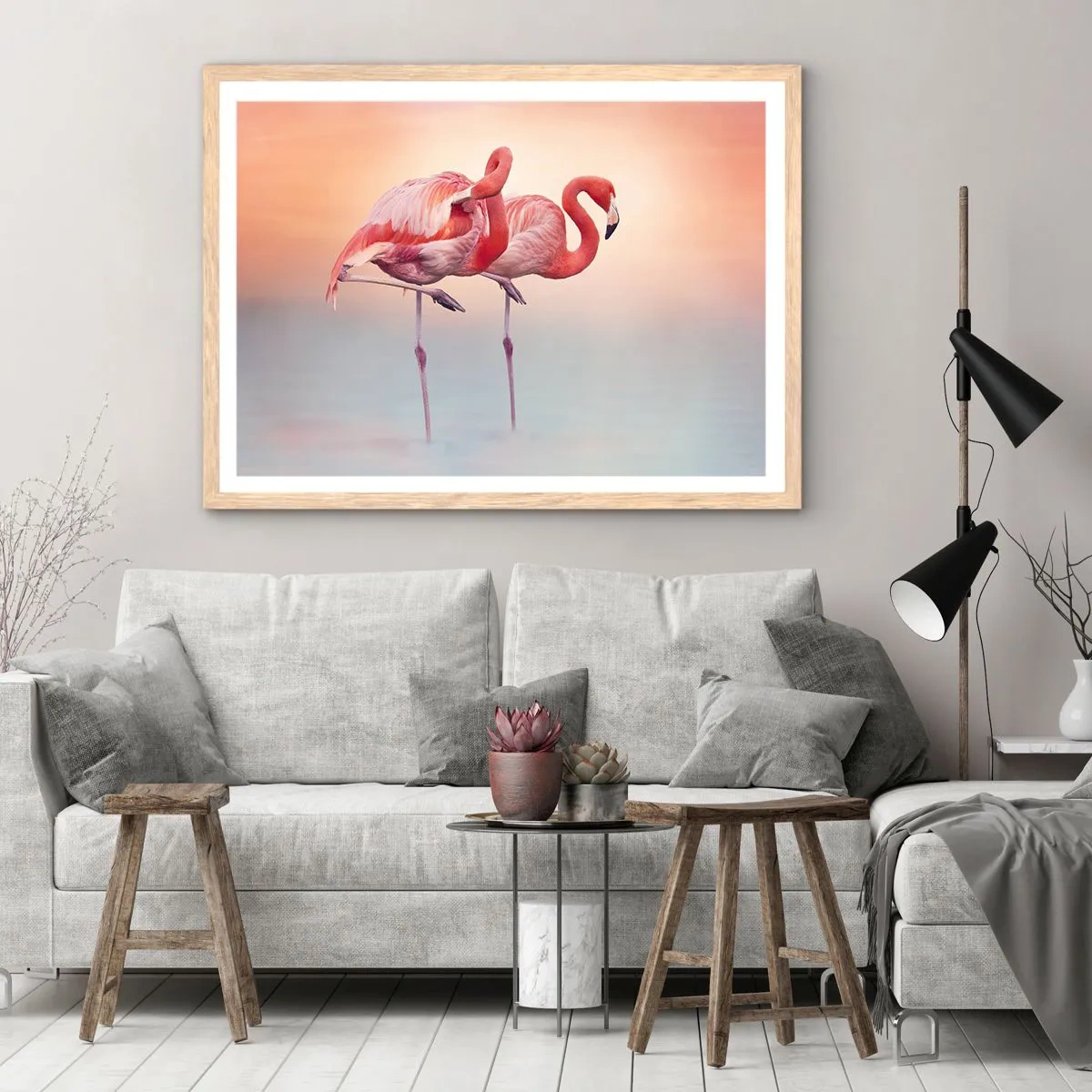 Een poster in een licht eiken lijst - De kleur van de ondergaande zon - 50x40 cm