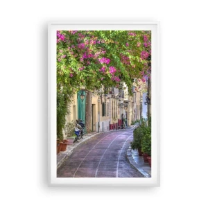 Poster in een witte lijst - Bloeiende steeg - 61x91 cm