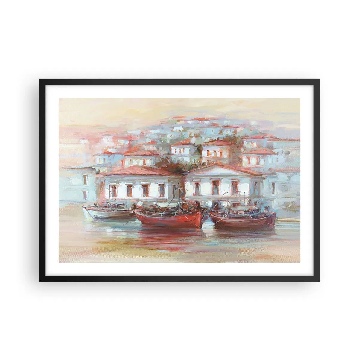 Poster in een zwarte lijst - Gelukkige stad - 70x50 cm