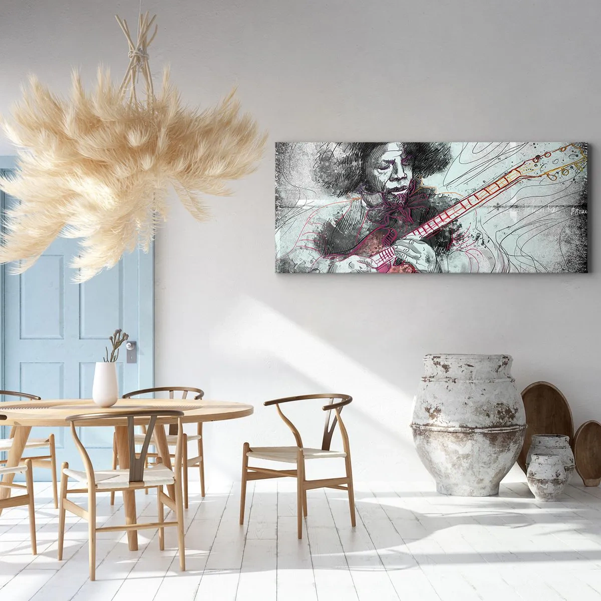 Schilderen op canvas - Op de golven van muziek - 120x50 cm