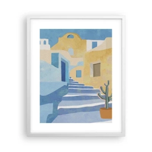 Poster in een witte lijst - Een dag in een Arabische stad - 40x50 cm