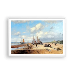 Poster in een witte lijst - Na een geslaagde vangst - 91x61 cm