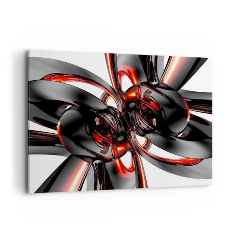 Schilderen op canvas - Beweging in grafiet en rood - 100x70 cm