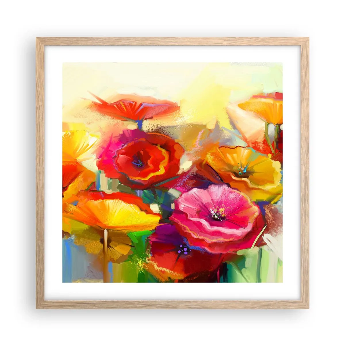 Een poster in een licht eiken lijst - Niet alleen rood - 50x50 cm