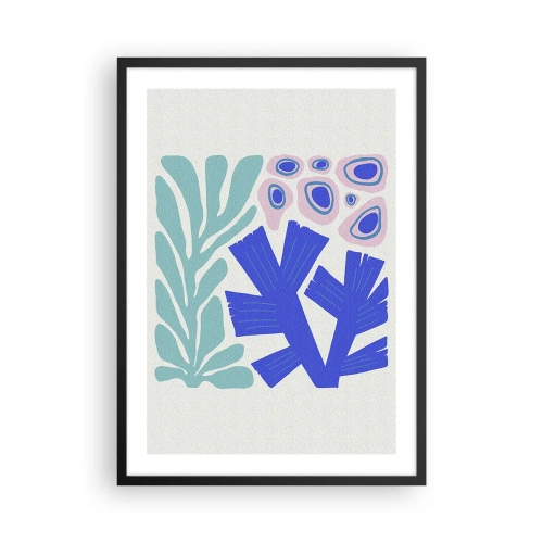 Poster in een zwarte lijst - Gestileerde afbeeldingen van onderwaterplanten en koralen - 50x70cm - Onderwater tuin - Moderne wanddecoratie voor woonkamer en slaapkamer ARTTOR