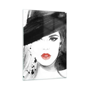 Schilderen op glas - Vrouw in het zwart - 80x120 cm