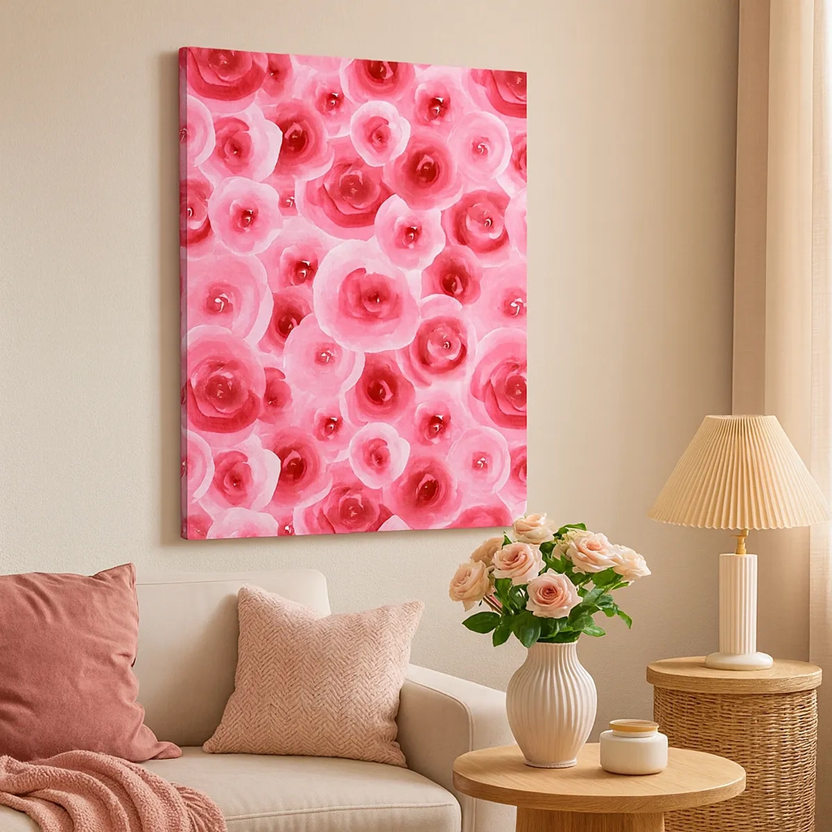 Schilderen op canvas - Rozen onder en boven - 50x70 cm