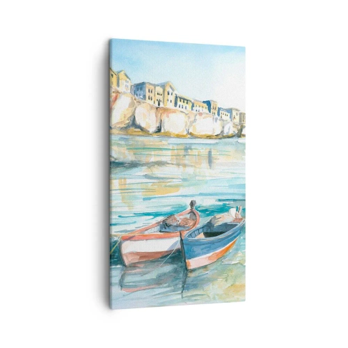 Schilderen op canvas - Azuurblauw landschap - 45x80 cm