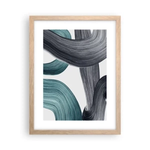 Een poster in een licht eiken lijst - Smaragdgroene en zwarte paden - 30x40 cm