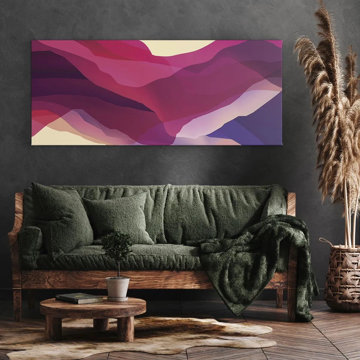 Schilderen op canvas - Paarse golven - 100x40 cm