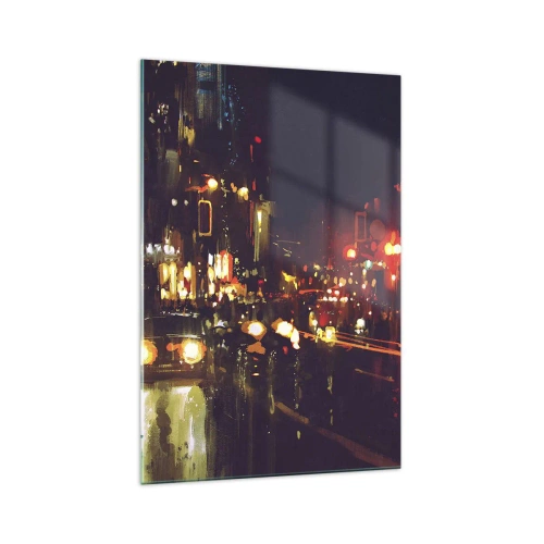 Schilderen op glas - Ondergedompeld in de lichten van de nacht - 70x100 cm
