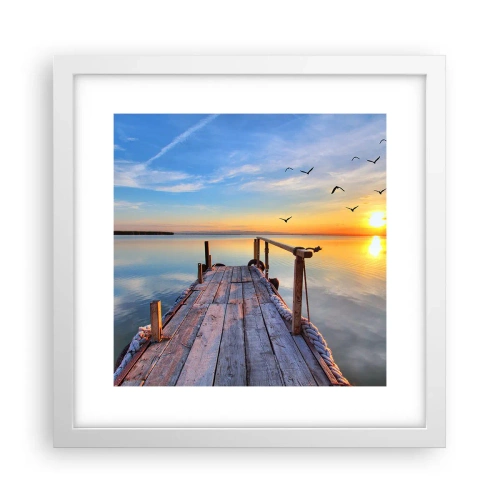 Poster in een witte lijst - Loop recht naar de zon - 30x30 cm