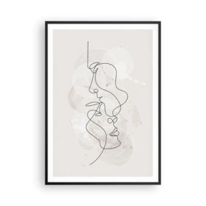 Poster in een zwarte lijst - Verstrikt in een omhelzing - 70x100 cm