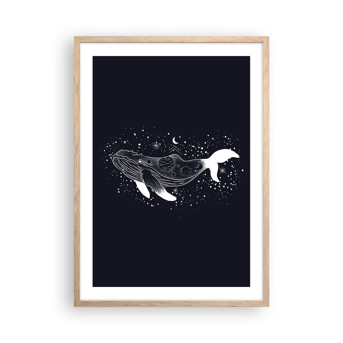 Een poster in een licht eiken lijst - In de oceaan van het universum - 50x70 cm