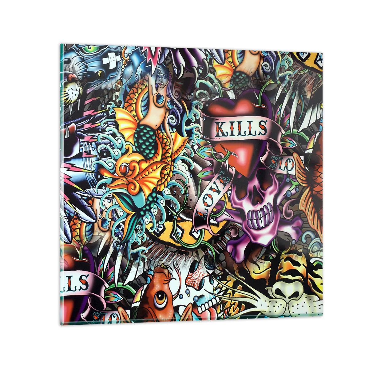 Schilderen op glas - De droom van de tatoeëerder - 70x70 cm