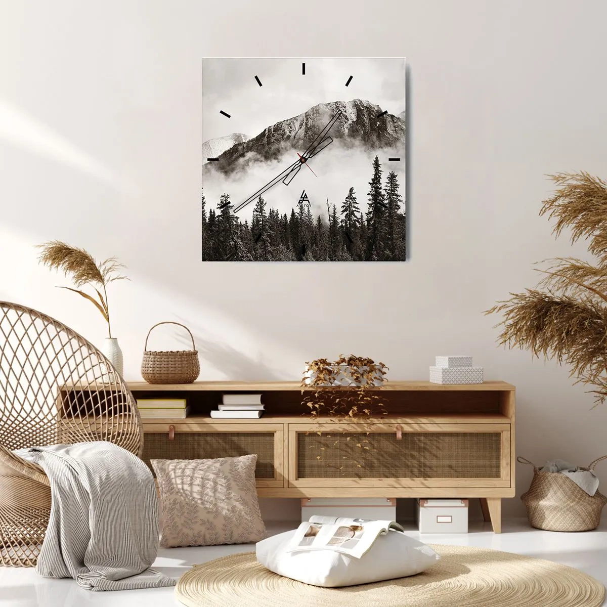 Wandklok - Klok - Granieten liniaal - 30x30 cm