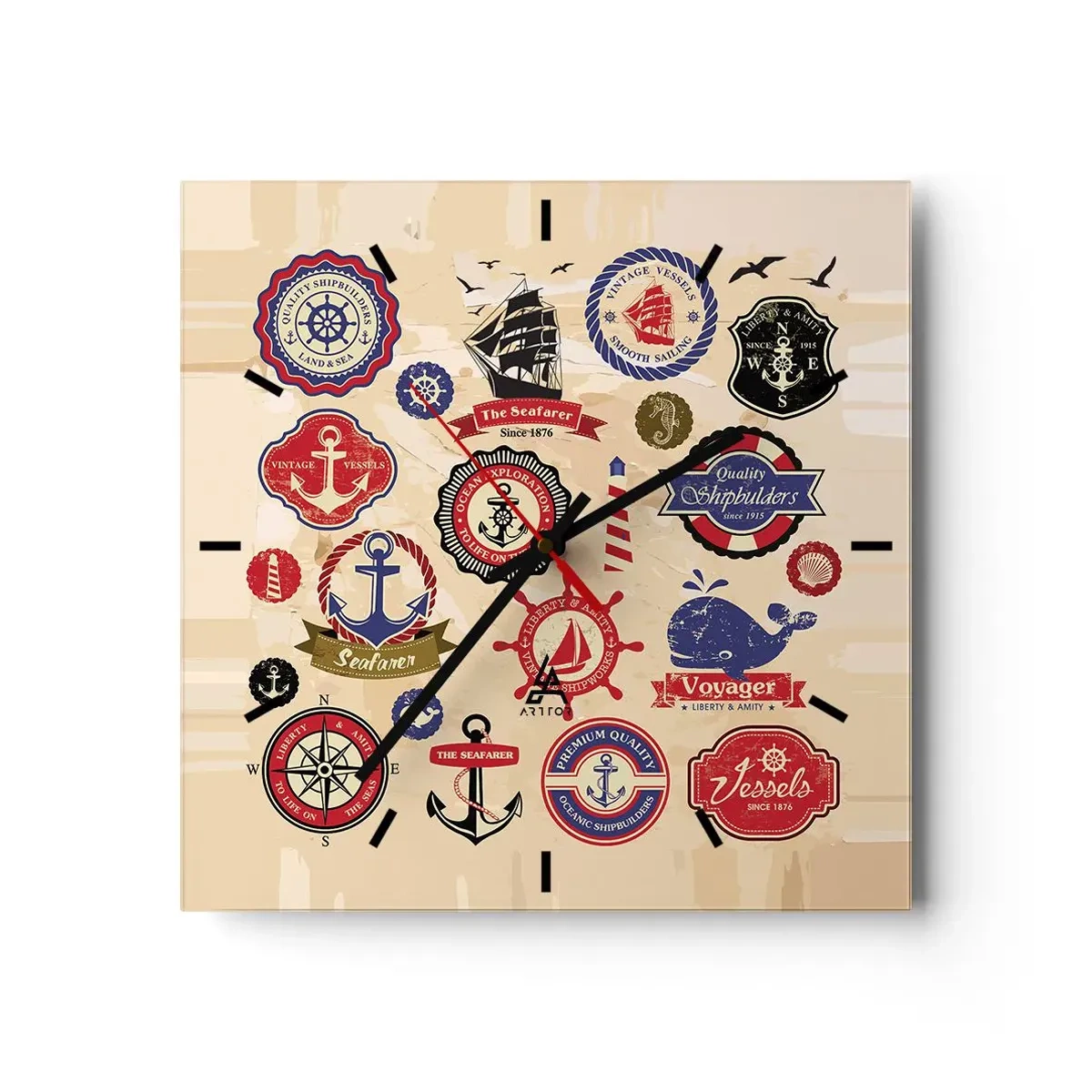 Wandklok - Klok - Zeilende broederschap - 30x30 cm