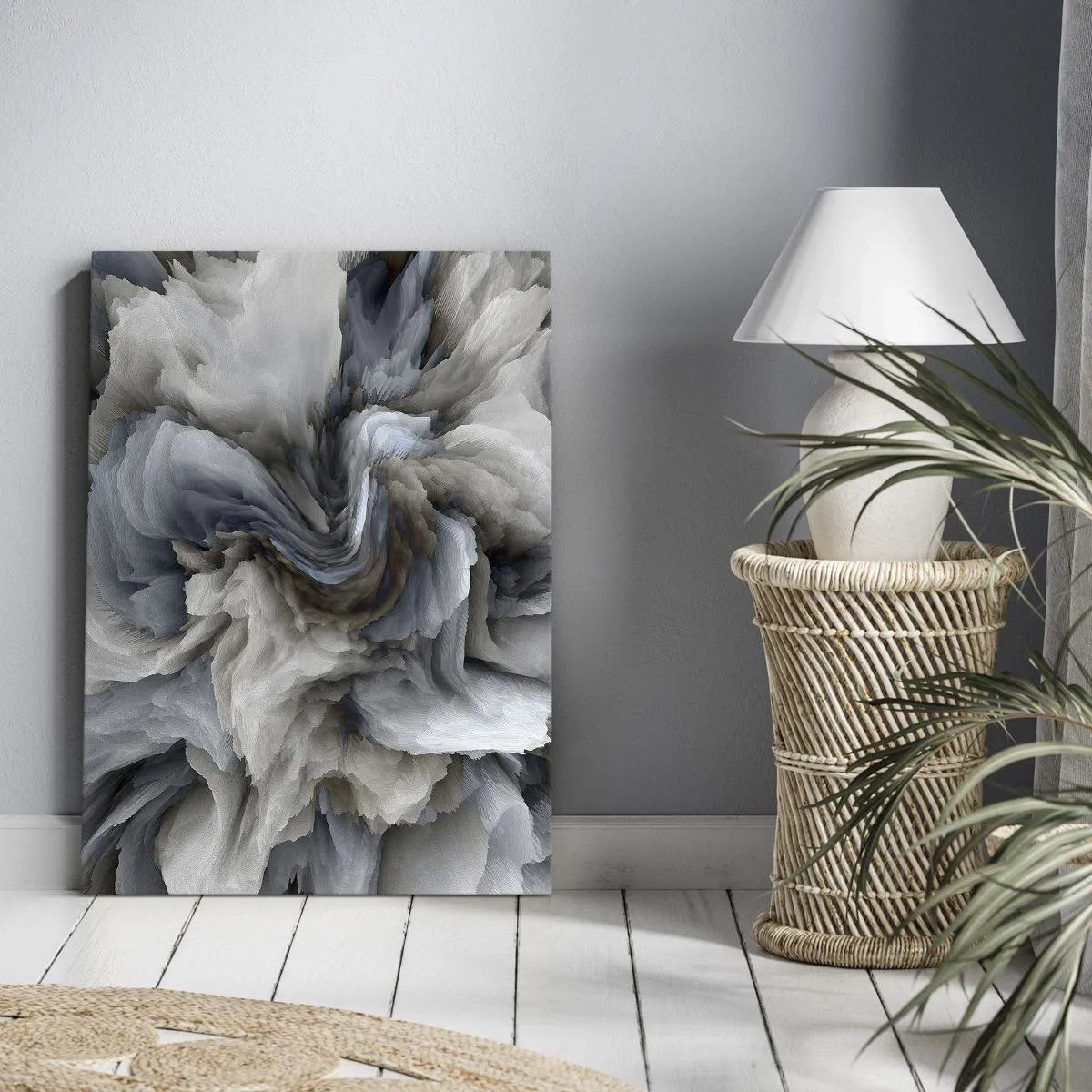 Schilderen op canvas - Steen en bloem - 50x70 cm