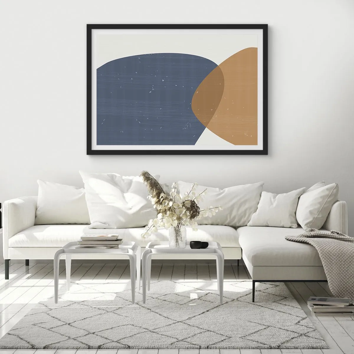 Poster in een zwarte lijst - Ovalen en invloeden - 91x61 cm