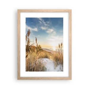Een poster in een licht eiken lijst - Noord strand - 30x40 cm