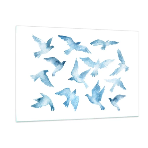 Schilderen op glas - Blauwe vogels - 120x80 cm