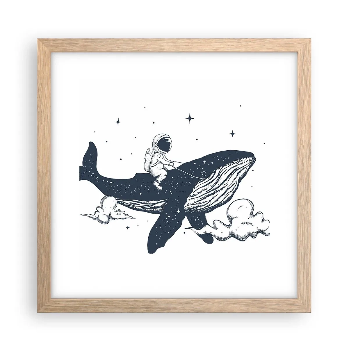 Een poster in een licht eiken lijst - Ruimte avontuur - 30x30 cm