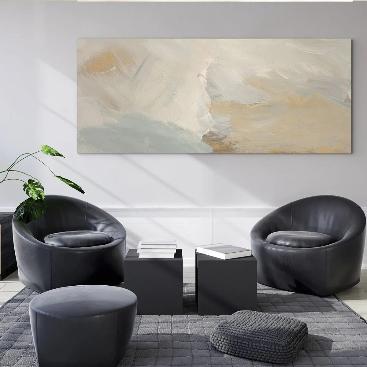 Schilderen op glas - Abstractie – het land van zachtheid - 100x40 cm
