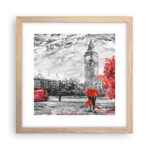 Een poster in een licht eiken lijst - Een spannende dag - 30x30 cm