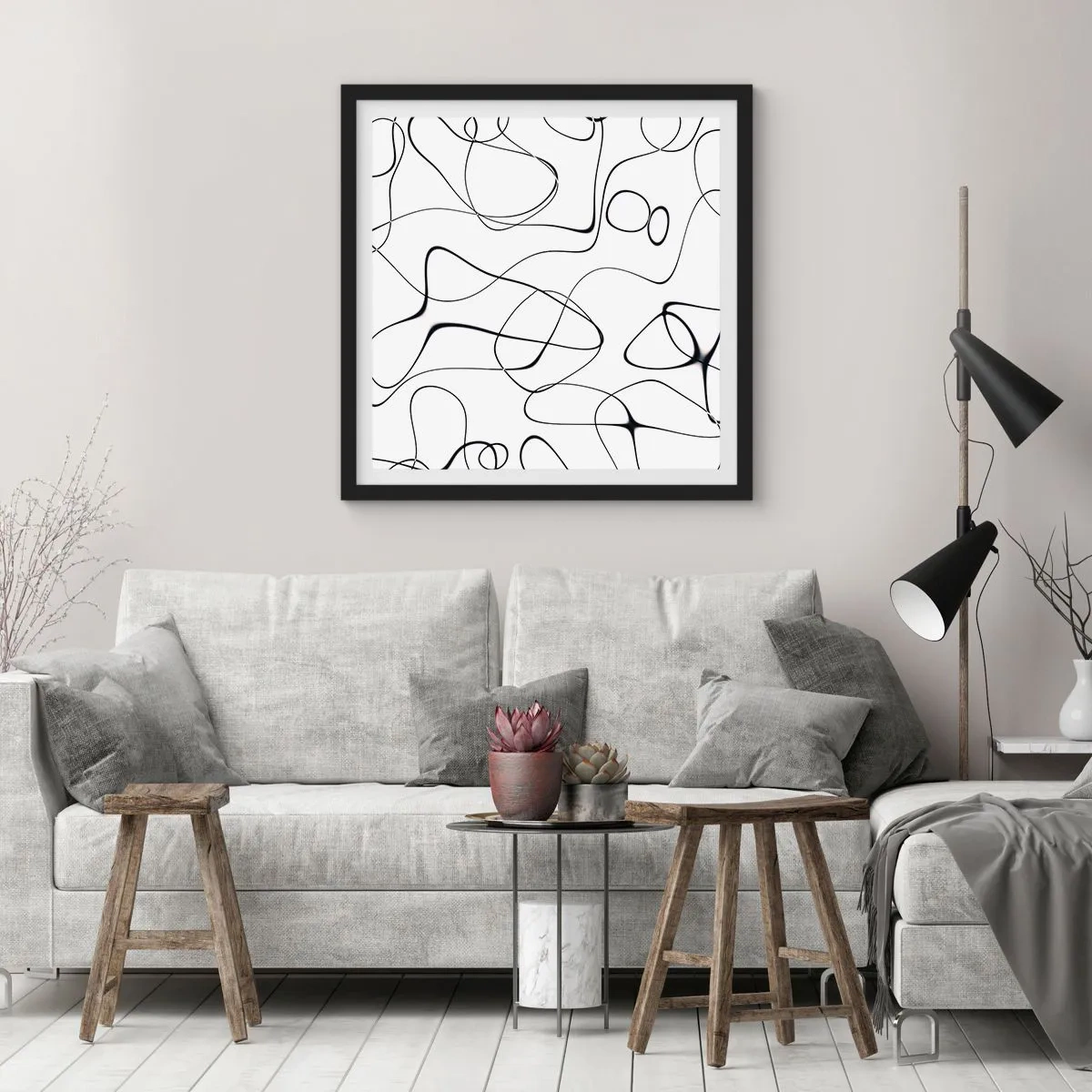 Poster in een zwarte lijst - Levenspaden, wisselvalligheden - 40x40 cm