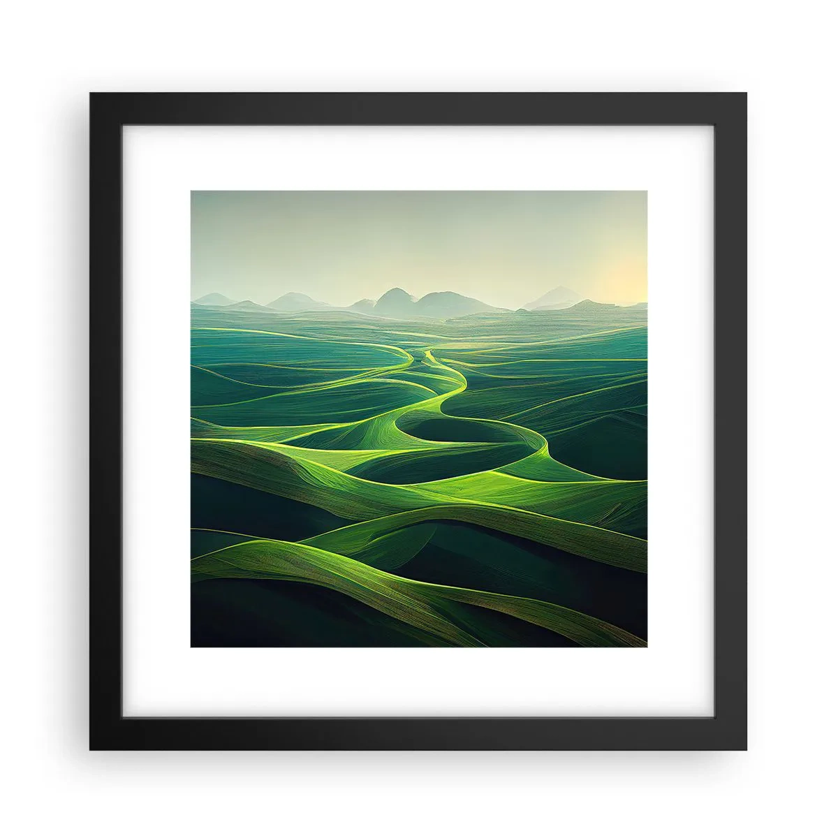 Poster in een zwarte lijst - In de groene dalen - 30x30 cm