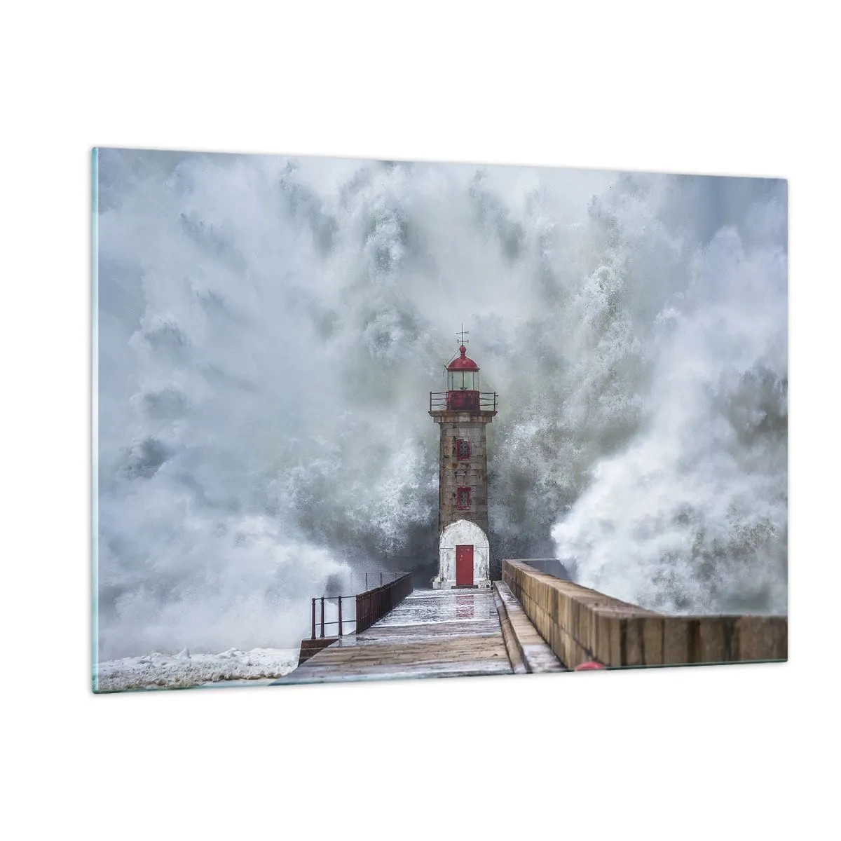 Schilderen op glas - Het gebrul van het water, het geluid zal blazen - 120x80 cm