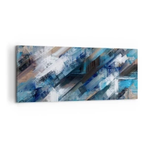 Schilderen op canvas - Op een blauwe diagonaal - 100x40 cm