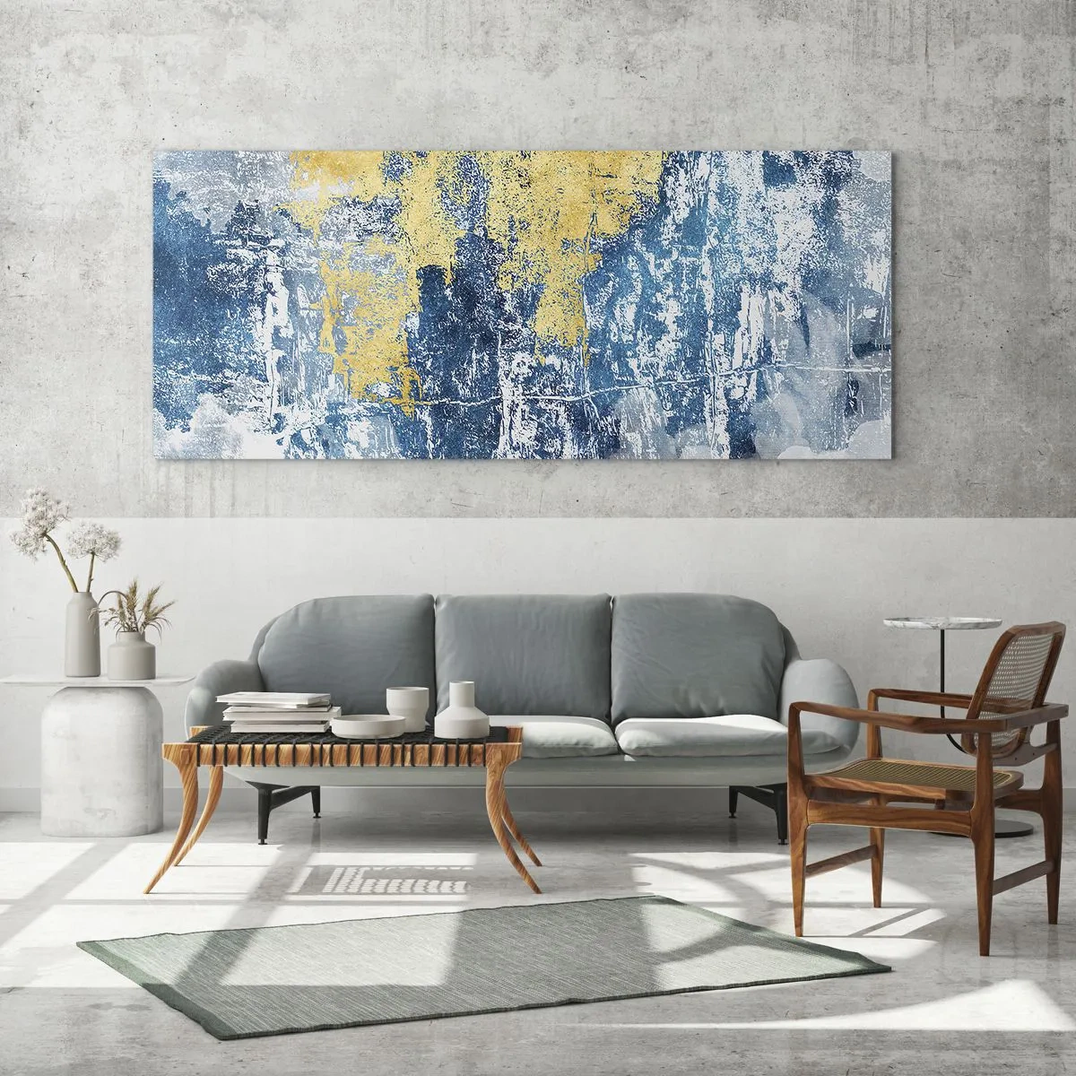 Schilderen op glas - Abstractie vol met weer - 100x40 cm