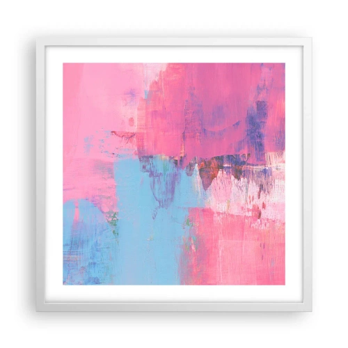 Poster in een witte lijst - Roze, blauw en een vleugje licht - 50x50 cm