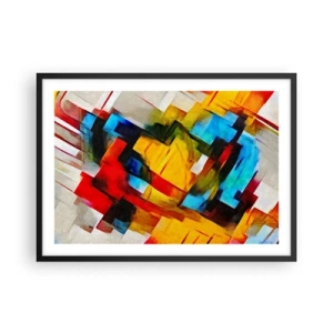 Poster in een zwarte lijst - Een veelkleurig lagen koekje - 70x50 cm