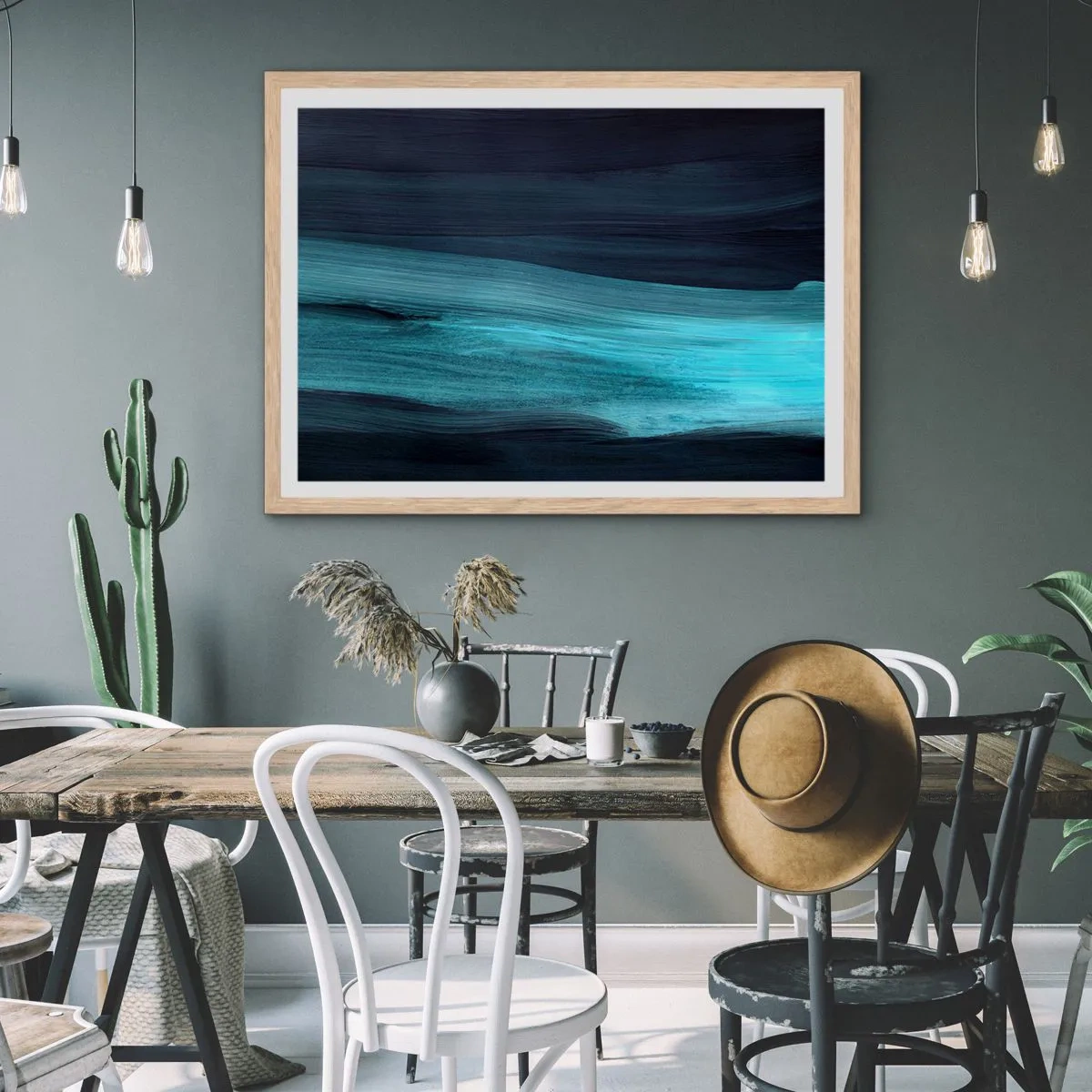 Een poster in een licht eiken lijst - Ga met de stroom mee - 100x70 cm