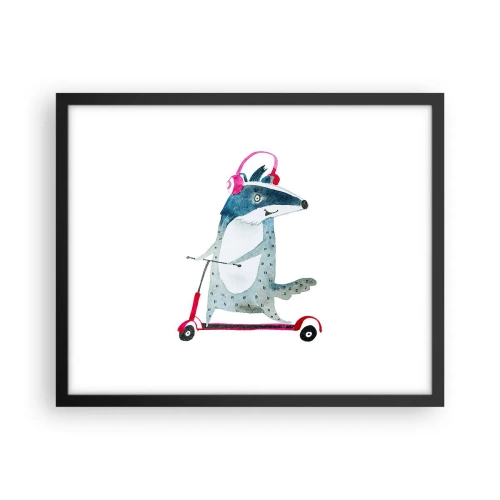 Poster in een zwarte lijst - Badger vreugde - 50x40 cm