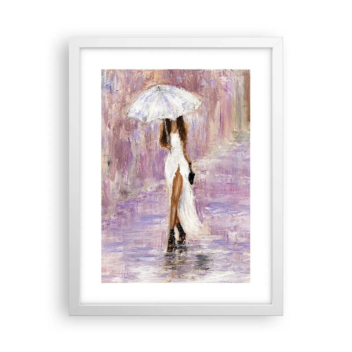 Poster in een witte lijst - In de lila regen - 30x40 cm
