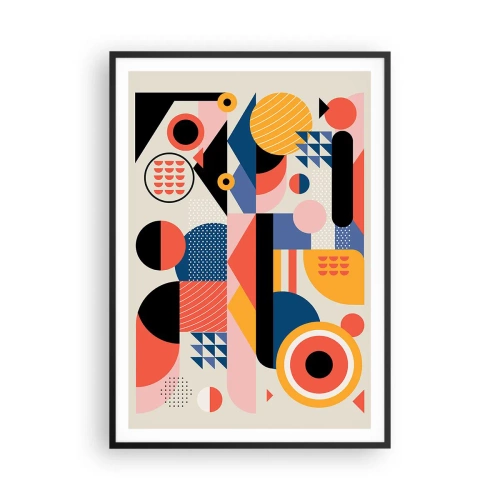Poster in een zwarte lijst - Compositie: speel rond - 70x100 cm
