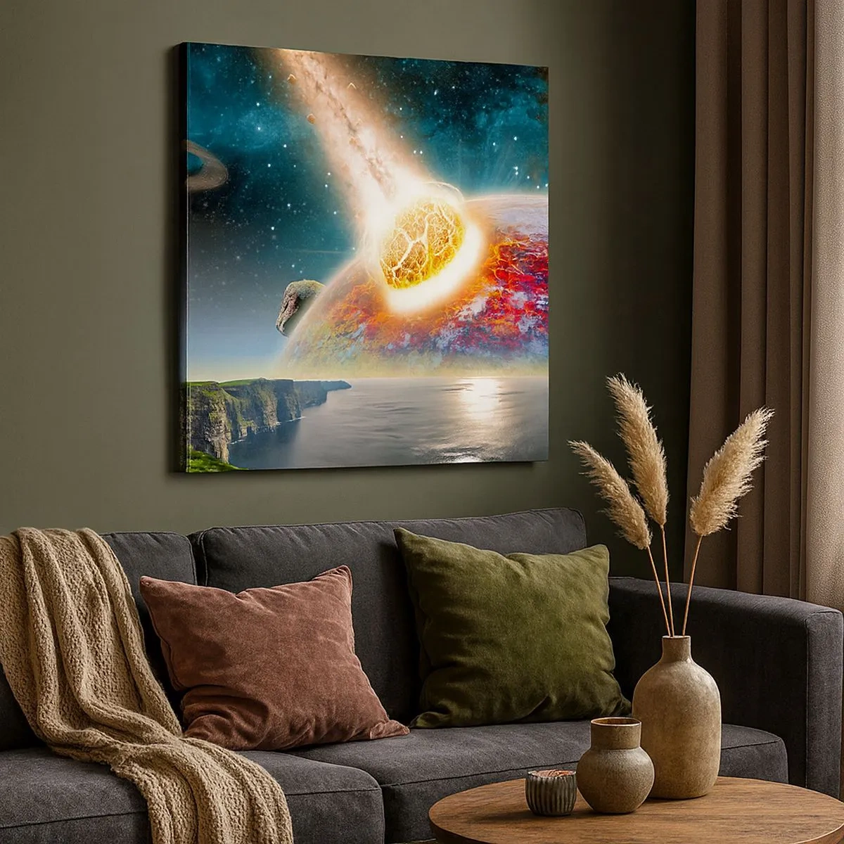 Schilderen op canvas - Kosmisch drama - 30x30 cm