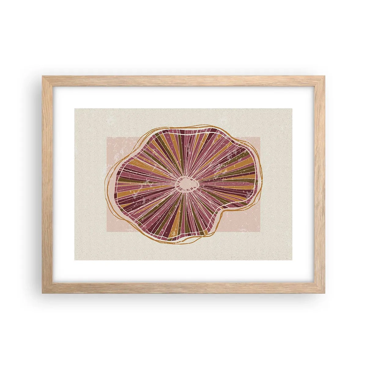 Een poster in een licht eiken lijst - Stralende abstractie - 40x30 cm