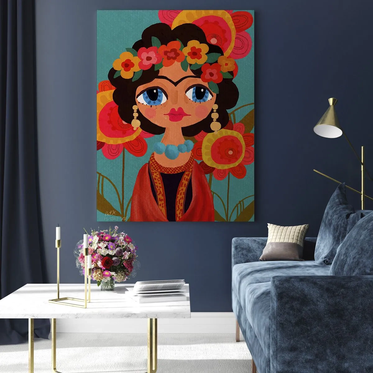 Schilderen op glas - Mevrouw papaver - 50x70 cm