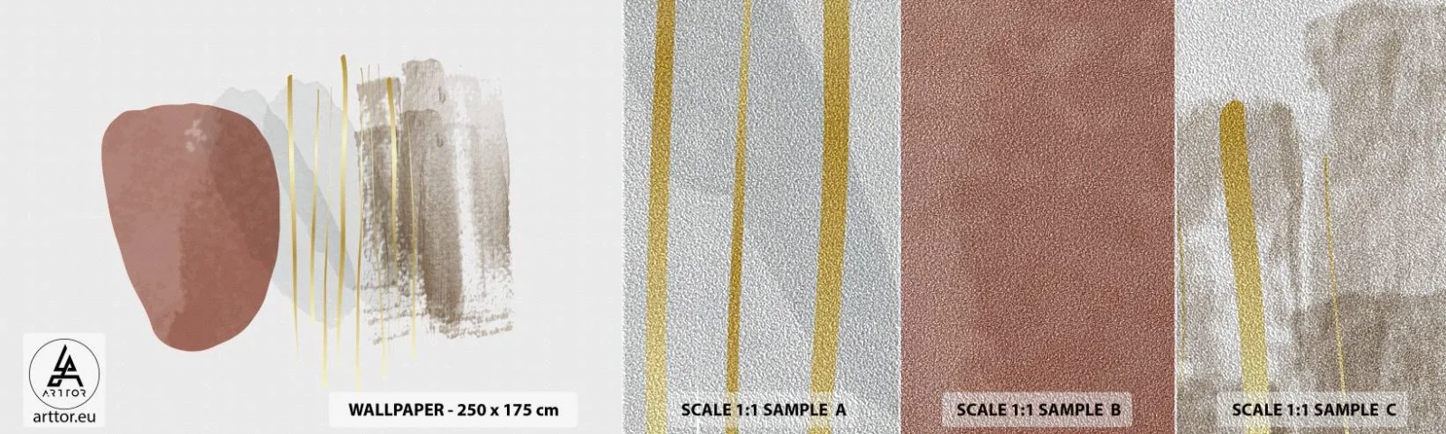 Fotobehang Monster Premium Sand - Abstracte zuilengalerij - Abstractie, Deel, Modern patroon - 100x30 cm