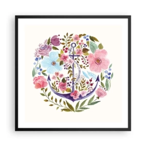 Poster in een zwarte lijst - Goede droom van zeeman - 60x60 cm